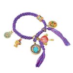 Buddha Stones Tibetan Green Tara Zakiram Goddess of Wealth Thangka Luck Braid String Bracelet Bracelet BS 2