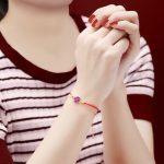 Buddha Stones 925 Sterling Silver Color-changing Four Leaf Clover Luck Protection Red String Bracelet Bracelet BS 4