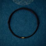 Buddha Stones 925 Sterling Silver Lucky Golden Bead Braided String Bracelet Anklet Bracelet BS Black Anklet(Anklet Circumference 16-26cm)