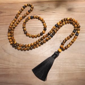 Buddha Stones 108 Beads Mala Tiger Eye Protection Tassel Bracelet Mala Bracelet BS main
