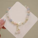 Buddha Stones Natural Strawberry Quartz Morganite Tridacna Stone Cat Love Bracelet Bracelet BS 4
