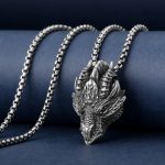 Buddha Stones Pure Tin Dragon Head Luck Protection Metal Necklace Pendant Necklaces & Pendants BS 2