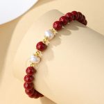 Buddha Stones 925 Sterling Silver Natural Cinnabar Pearl Blessing Necklace Pendant Bracelet Earrings Jewelry Set Bracelet Necklaces & Pendants BS 2