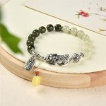 Buddha Stones 925 Sterling Silver Natural Hetian Jade Amber PiXiu Luck Bracelet Bracelet BS 1