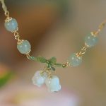 Buddha Stones Green Jade Bead Lily of the Valley Prosperity Chain Bracelet Bracelet BS 1