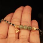 Buddha Stones Handcrafted Hetian Jade Lotus Charm Luck Braided Bracelet Bracelet BS 5