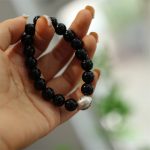 Buddha Stones 925 Sterling Silver Black Onyx Bead Character Engraved Protection Bracelet Bracelet BS 7