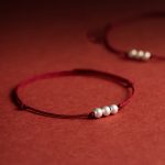 Buddha Stones 925 Sterling Silver Three Beads Protection String Bracelet Anklet Bracelet Anklet BS 4