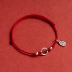 Buddha Stones 925 Sterling Silver Lucky Fortune Peace Joy Lotus Peace Buckle Red String Bracelet Bracelet BS Red(Wrist Circumference 15-18cm) Lucky Fortune