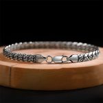 Buddha Stones Simple Dotted Texture Design Copper Luck Buckle Bracelet Bracelet BS 22cm fit for Wrist Circumference 20cm