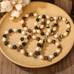 Buddha Stones Tibetan Zakiram Goddess of Wealth Charm Liuli Glass Incense Ash Porcelain Bead Protection Bracelet Bracelet BS 19
