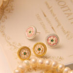 Buddha Stones Enamel Flower Luck Earrings Earrings BS 1