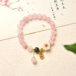 Buddha Stones Natural Pink Crystal Jade Flower Warm Love Bracelet Bracelet BS 6