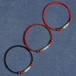 Buddha Stones 925 Sterling Silver Koi Fish Cinnabar Bead Wealth Handcrafted Braided Bracelet Anklet Bracelet Anklet BS 19