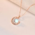 Buddha Stones 925 Sterling Silver Moonstone Moon Pattern Love Necklace Pendant Necklaces & Pendants BS 5