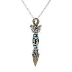 Buddha Stones Tibet Om Mani Padme Hum Dzi Bead Dorje Vajra Pattern Wealth Rotatable Necklace Pendant Necklaces & Pendants BS 5