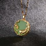 Buddha Stones Natural Jade Koi Fish Lotus Luck Necklace Pendant Necklaces & Pendants BS Cyan jade