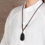 Buddha Stones Chinese Zodiac Natal Buddha Natural Black Obsidian Purification Necklace Pendant Necklaces & Pendants BS 11