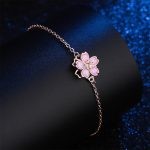 Buddha Stones 925 Sterling Silver Cherry Blossom Blessing Chain Bracelet Rotatable Ring Bracelet BS 4