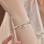Buddha Stones 925 Sterling Silver Natural Tianshan Jade Bamboo Charm Luck Bracelet 5