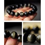 Buddha Stones 925 Sterling Silver Chinese Zodiac Natal Buddha Natural Gold Sheen Obsidian Amber Wealth Protection Bracelet Bracelet BS 17