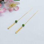 Buddha Stones 925 Sterling Silver Natural Hetian Cyan Jade Bead Luck Phoenix Tail Drop Earrings Earrings BS 3