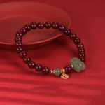 Buddha Stones 925 Sterling Silver Year of the Dragon Natural Cinnabar Hetian Jade Dragon Fu Character Ruyi As One Wishes Charm Blessing Bracelet (Extra 30% Off | USE CODE: FS30) Bracelet BS 10