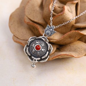 Buddha Stones 925 Sterling Silver Om Mani Padme Hum Lotus Peace Necklace Pendant Earrings Necklaces & Pendants BS Necklace