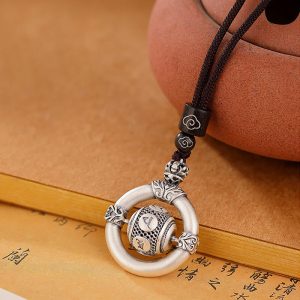 Buddha Stones 999 Sterling Silver Om Mani Padme Hum Engraved Wisdom Necklace Rope Pendant Necklaces & Pendants BS Om Mani Padme Hum(Love♥Focus)
