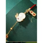 Buddha Stones Year of the Rabbit White Jade Happiness Red String Chain Bracelet Bracelet BS 8