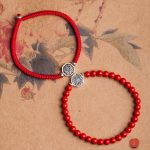 Buddha Stones 925 Sterling Silver Yin Yang Bagua Symbol Cinnabar String Concentration Bracelet Bracelet BS 5