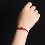 Buddha Stones Four Leaf Clover Five-petal Flower Cinnabar Blessing Red String Bracelet Bracelet BS 7