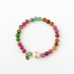 Buddha Stones Natural Multicolored Tourmaline Pearl Auspicious Character Charm Wisdom Bracelet Bracelet BS 6
