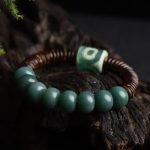 Tibetan Cyan Bodhi Seed Dzi Bead Coconut Shell Keep Away Evil Spirits Bracelet Bracelet BS 4