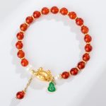 Buddha Stones Year Of The Dragon Natural Red Agate Pink Crystal Black Onyx Dumpling Luck Fu Character Bracelet Bracelet BS 2