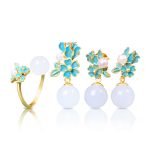 Buddha Stones White Jade 925 Sterling Silver Pearl Flower Blessing Necklace Pendant Ring Earrings Bracelet Necklaces & Pendants BS 18