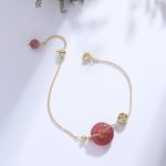 Buddha Stones Strawberry Quartz Peace Buckle Coin Love Bracelet Bracelet BS 3
