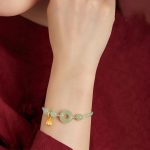 Buddha Stones Round Peace Buckle Jade Lotus Happiness Abundance Wealth String Bracelet Bracelet BS 15