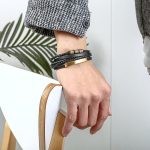 Buddha Stones Leather Multi-Layer Titanium Steel Balance Braided Magnetic Buckle Bracelet Bracelet BS 17
