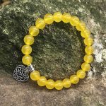 Natural Gemstone Lucky Love Heart  Charm Stretch Bracelet Bracelet BS Citrine