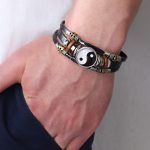 Buddha Stones Yin Yang Leather Balance Bracelet Bracelet BS 10