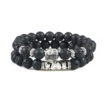 Buddha Stones 2Pcs Natural Crystal Agate Buddha Protection Bracelet Bracelet BS Lava Rock