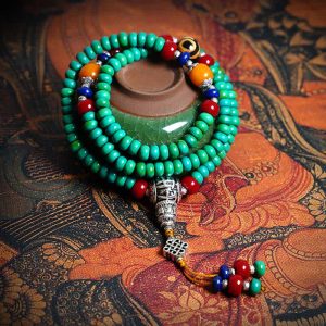 Buddha Stones 108 Mala Beads Tibetan Turquoise Dzi Bead Protection Bracelet Mala Bracelet BS main