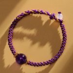 Buddha Stones Handmade Red Agate Amethyst Golden Rutilated Quartz Pink Crystal Bead Calm Braided Bracelet Bracelet BS Amethyst(Wrist Circumference 14-17cm)