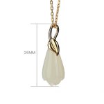 Buddha Stones 925 Sterling Silver Plated Gold Natural Hetian Jade Magnolia Flower Abundance Necklace Pendant Necklaces & Pendants BS 6