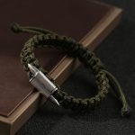 Buddha Stones 925 Sterling Silver Bullet Design Braided Rope Bracelet Bracelet BS 2