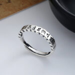 Buddha Stones 925 Sterling Silver Six True Words Calm Wisdom Ring Rings BS 1