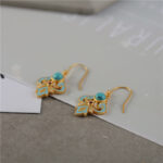 Buddha Stones Copper Enamel Turquoise Positive Drop Earrings 4