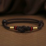 Bring Good Luck Red String Jade Fortune Knot Braided Couple Bracelet Bracelet BS SaddleBrown String(Wrist Circumference 14-20cm)