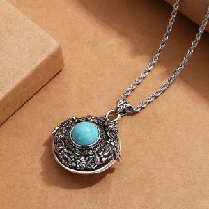 Buddha Stones Tibetan Pi Xiu Luck Copper Necklace Necklaces & Pendants BS Pixiu Necklace-With Twist Chain(Necklace length: 60cm)